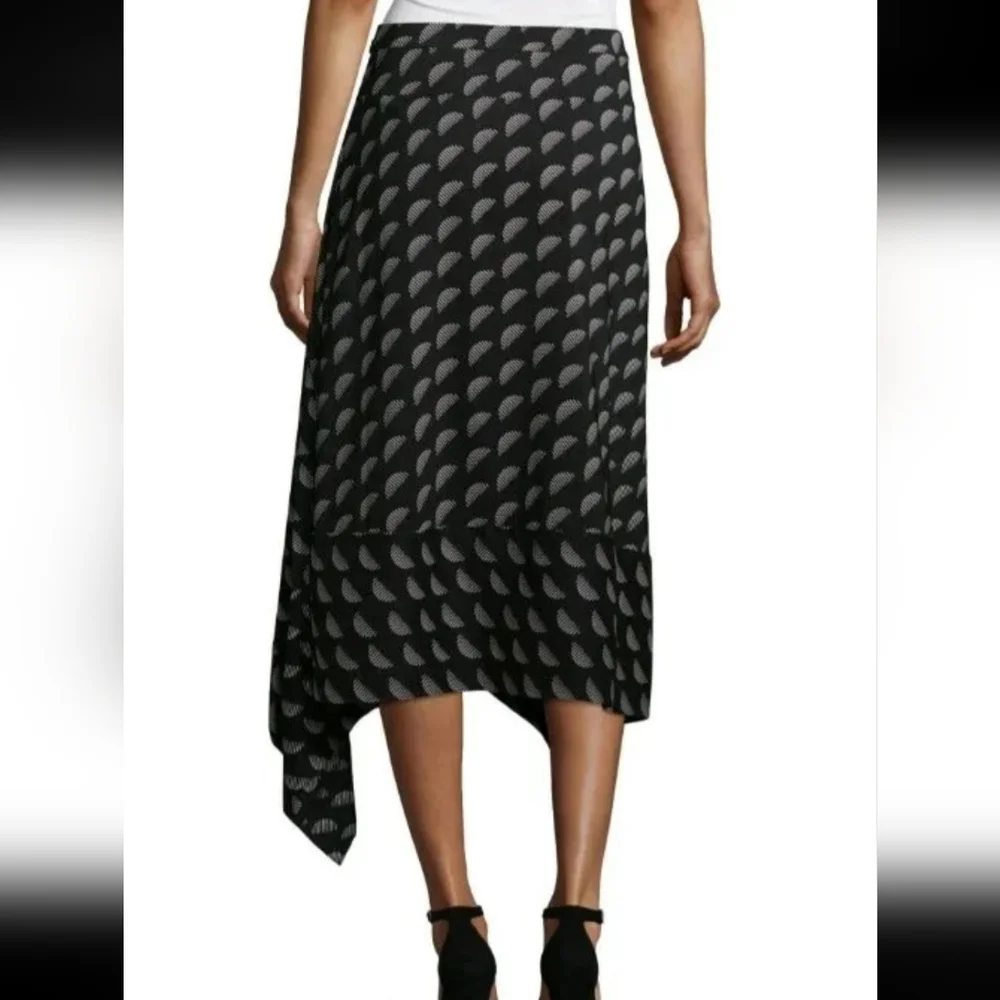 Worthington Wrap Sarong Skirt Black Zelenia Geometric white. - Picture 2 of 7